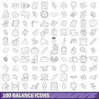 Ensemble de 100 icônes d'équilibre, style de contour vecteur