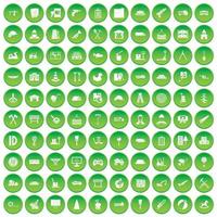 100 icônes de camion définissent un cercle vert vecteur