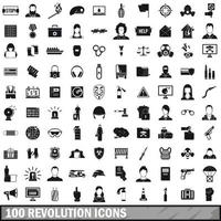 Ensemble d'icônes de 100 révolutions, style simple vecteur