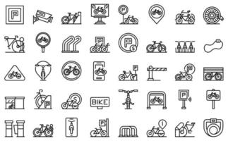 les icônes de stationnement de vélo définissent le vecteur de contour. parc à vélo