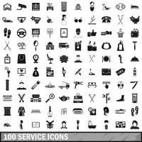 Ensemble de 100 icônes de service, style simple vecteur