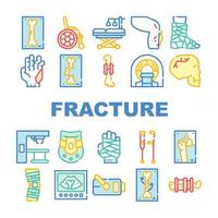 icônes de collection d'accident de fracture définies illustration isolée vecteur