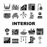 icônes de collection de design de style intérieur set vector
