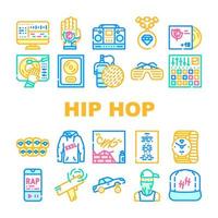 icônes de collection de musique hip hop et rap set vector