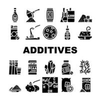 icônes de collection de formules d'additifs alimentaires définies vecteur