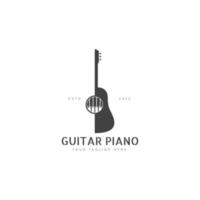 piano avec illustration d'icône de conception de logo de guitare vecteur