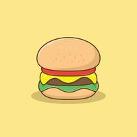 illustration d'icône de dessin animé de délicieux burger. notion de nourriture. conception haut de gamme vecteur