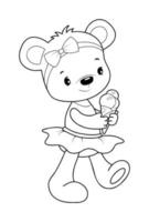 illustration de contour noir et blanc ours en peluche. livre ou page de coloriage pour les enfants vecteur