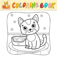 livre de coloriage ou page de coloriage pour les enfants. chat vecteur noir et blanc. fond naturel