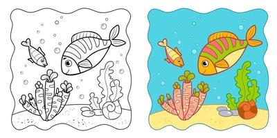 fond marin. livre de coloriage ou page de coloriage pour les enfants. poisson clipart vectoriel