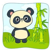 dessin animé mignon de panda. vecteur de clipart panda. fond naturel