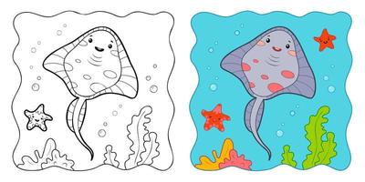 fond marin. livre de coloriage ou page de coloriage pour les enfants. crampe poisson clipart vectoriel