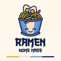 concept de logo de nouilles ramen minimaliste mignon vecteur