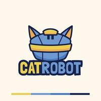 conception de mascotte de logo de robot de chat simple et amusant vecteur