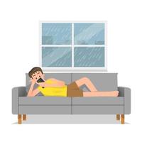 illustration d'un homme se détendant sur le canapé vecteur