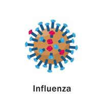 cellule de virus de la grippe isolée sur fond blanc. illustration d'icône vectorielle. vecteur