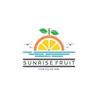 création de modèle de logo de fruit de citron lever du soleil pour la marque ou l'entreprise et autre vecteur