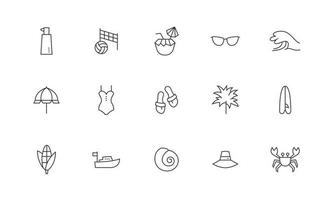 vacances, voyages, vacances, ensemble d'icônes de ligne de tourisme d'été. symboles infographiques. trait modifiable. illustration vectorielle pixel parfaite vecteur