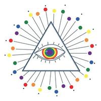 les couleurs et les symboles de la communauté lgbt. le drapeau arc-en-ciel à l'intérieur de l'œil vecteur