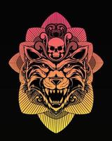 illustration d'illustration de tigre et conception de t shirt vecteur premium