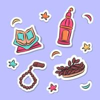 ensemble d'illustration d'icône vectorielle d'autocollant d'icône de ramadan kareem. vecteur