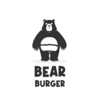 logo d'illustration de burger d'ours gras vecteur