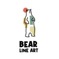 illustration simple logo dessin au trait ours polaire vecteur