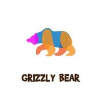 illustration simple logo grizzly avec des couleurs gaies qui se chevauchent vecteur