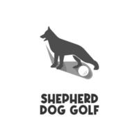 logo d'illustration simple de chien de berger de golf vecteur