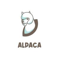 tête d'alpaga logo illustration simple avec fourrure épaisse vecteur