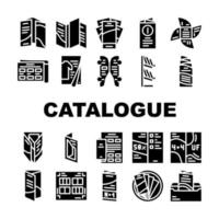 collection de catalogues et de livrets icons set vector