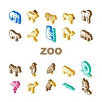 animaux de zoo, oiseaux et icônes de serpent mis en vecteur