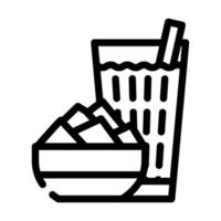 tranches de mangue collation et boisson tasse ligne icône illustration vectorielle vecteur