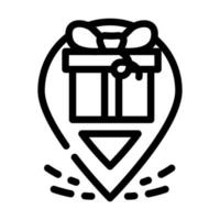 emplacement gps de l'illustration vectorielle de l'icône de la ligne de livraison de cadeaux vecteur