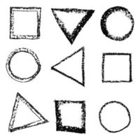 figure de craie vectorielle sur blanc, éléments de conception dessinés à la main à la craie carré, cercle, arrière-plan triangle. vecteur