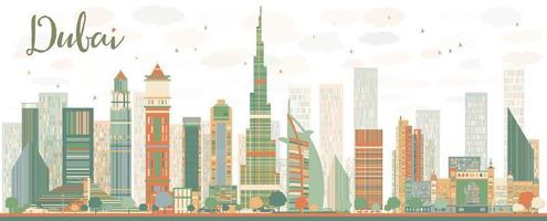 gratte-ciel abstrait de la ville de dubaï avec des gratte-ciel de couleur