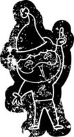 icône de dessin animé en détresse d'un homme barbu heureux portant un bonnet de noel vecteur