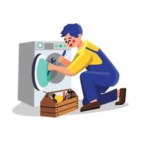 vecteur de réparation de plombier de service de machine à laver