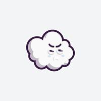 ensemble de personnages mignons mascotte et nuage de conception d'autocollants pour les achats en ligne expression d'émoticône visage et nuage d'orage vecteur
