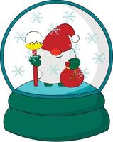 boule de neige de noël avec gnome santa. dessiner une illustration en couleur