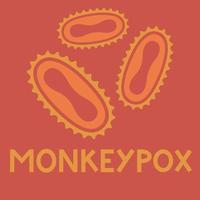 monkeypox avec cellules virales sur fond rouge, nouveau virus monkeypox 2022 vecteur