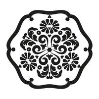 ornement rond décoratif de style antique. mandala de fleurs. motif damassé pour découpe laser, dentelle, tatouage. noir et blanc. vecteur