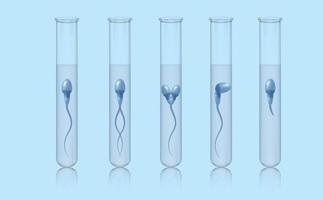 morphologie, spermatozoïdes dans un tube à essai médical. un ensemble de tubes à essai avec des spermatozoïdes. analyse de la motilité des spermatozoïdes. affiche médicale. illustration vectorielle vecteur