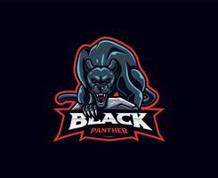 création de logo de mascotte de panthère noire. illustration vectorielle de panthère noire en colère. illustration de logo pour la mascotte ou le symbole et l'identité, l'emblème de l'équipe de jeux sportifs ou e-sports vecteur