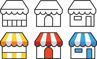 matériel d'illustration d'icône de vecteur d'étals de magasin de magasin mignon