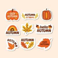 automne automne doodle collection d'autocollants dessinés à la main vecteur