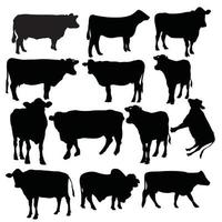 ensemble de vecteur de silhouette de vache noire