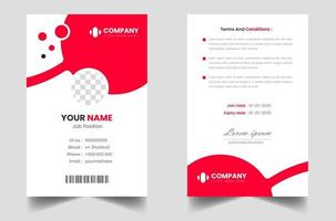 modèle de carte d'identité d'entreprise moderne et propre. modèle de conception de carte d'identité professionnelle avec couleur rouge. modèle de conception de carte d'identité d'entreprise moderne. modèle de carte d'identité des employés de l'entreprise. vecteur