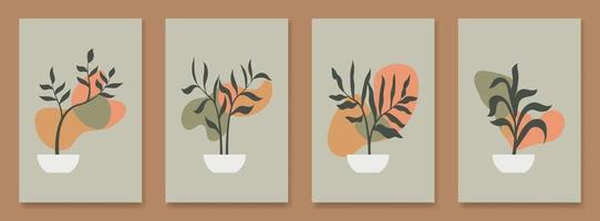 affiches modernes murales botaniques. illustration vectorielle d'art végétal esthétique abstrait vecteur