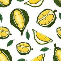 illustration vectorielle de fruits durian mignon modèle sans couture. vecteur